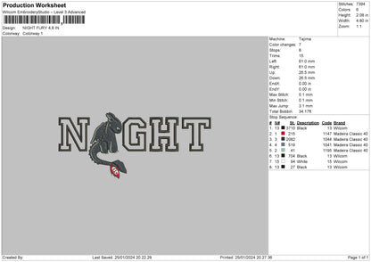 Hightdragon Embroidery File 6 sizes