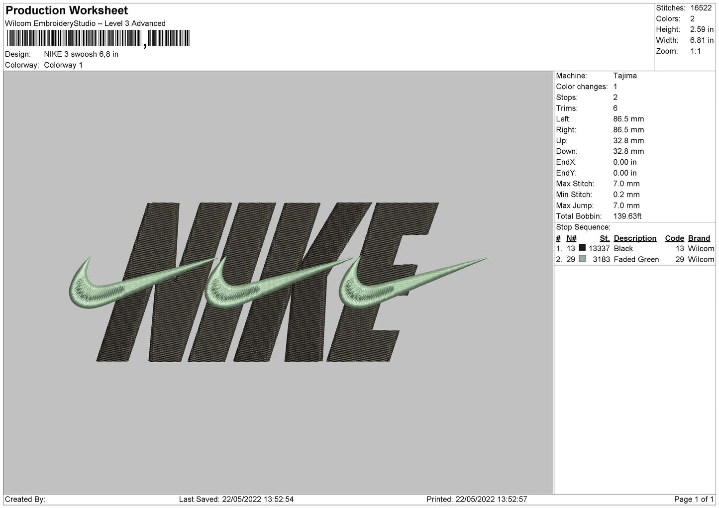 Nike 3 Swoosh Embroidery File 4 size