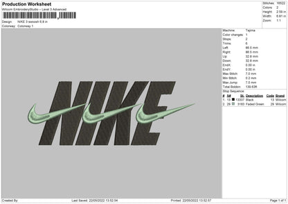 Nike 3 Swoosh Embroidery File 4 size
