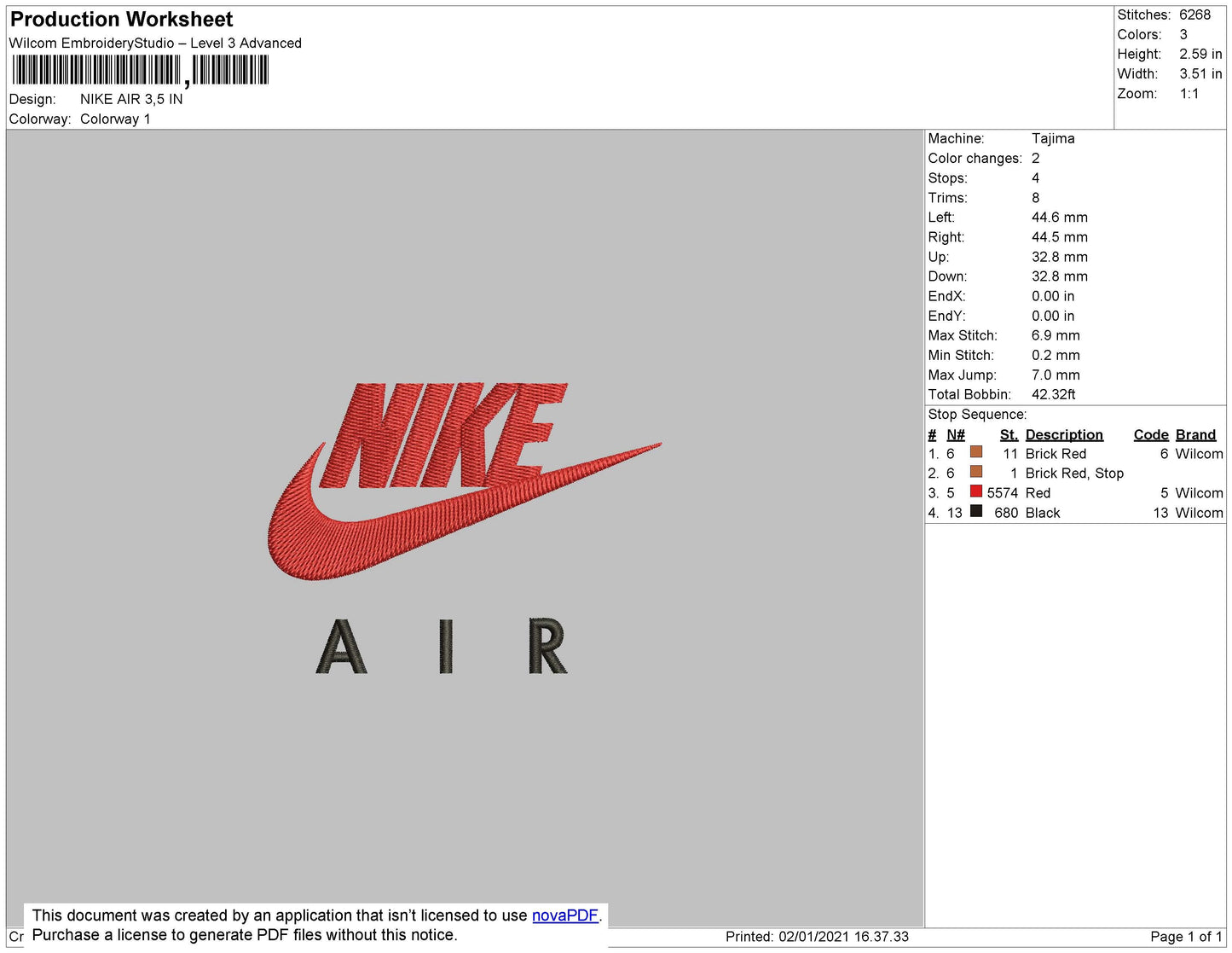 Nike Air Embroidery File 5 size