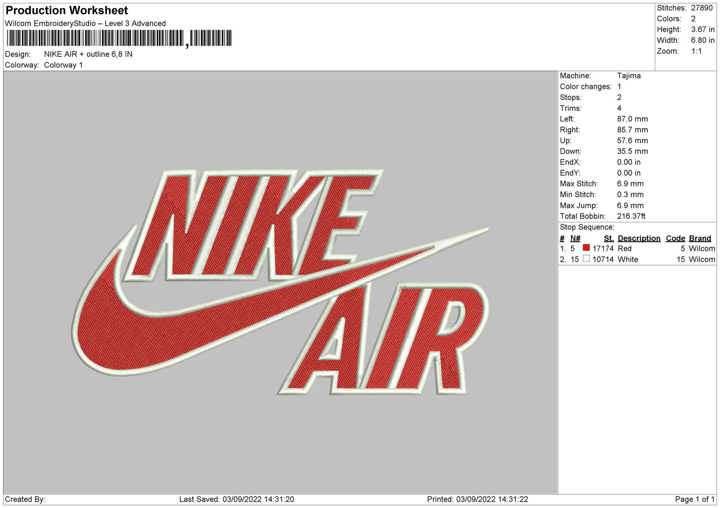 Nike Air 02 Embroidery File 5 sizes