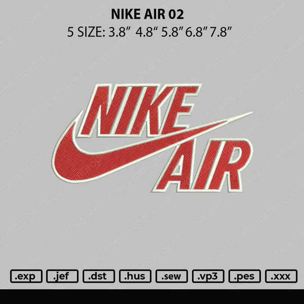 Nike Air 02 Embroidery File 5 sizes