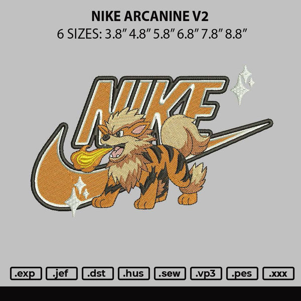 Nike Arcanine V2 Embroidery File 6 sizes