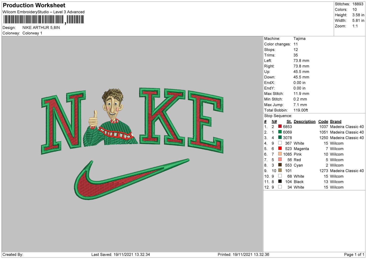 Nike Arthur Embroidery File 4 size