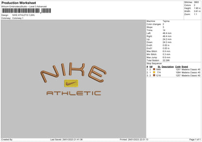 Nike Athelic 02 Embroidery File 6 sizes