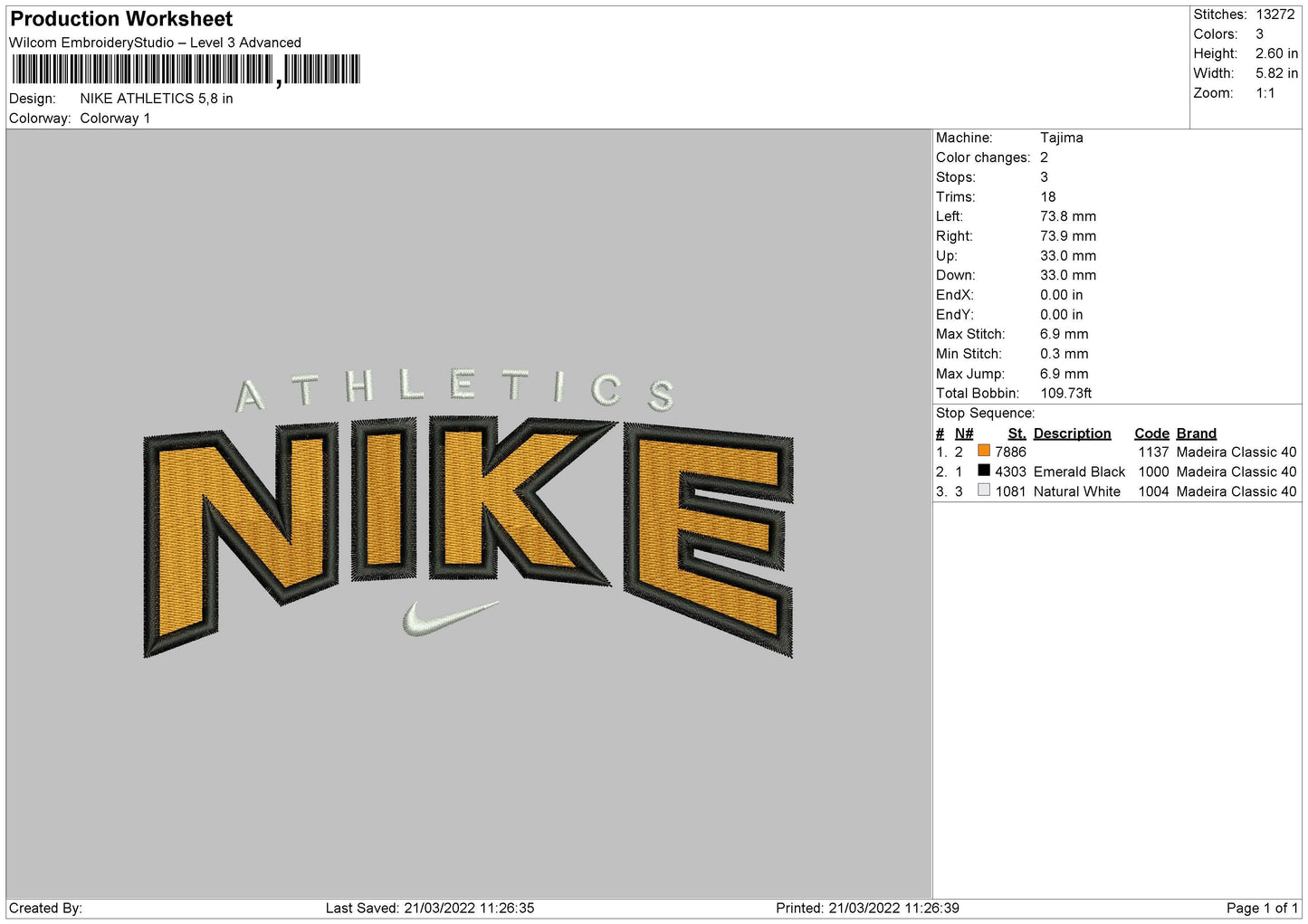 Nike Athletics Embroidery File 4 size