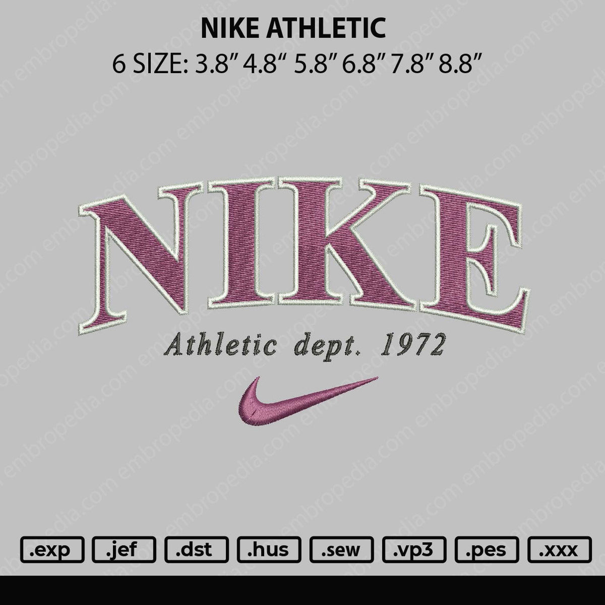 Nike Athletic Embroidery File 6 sizes
