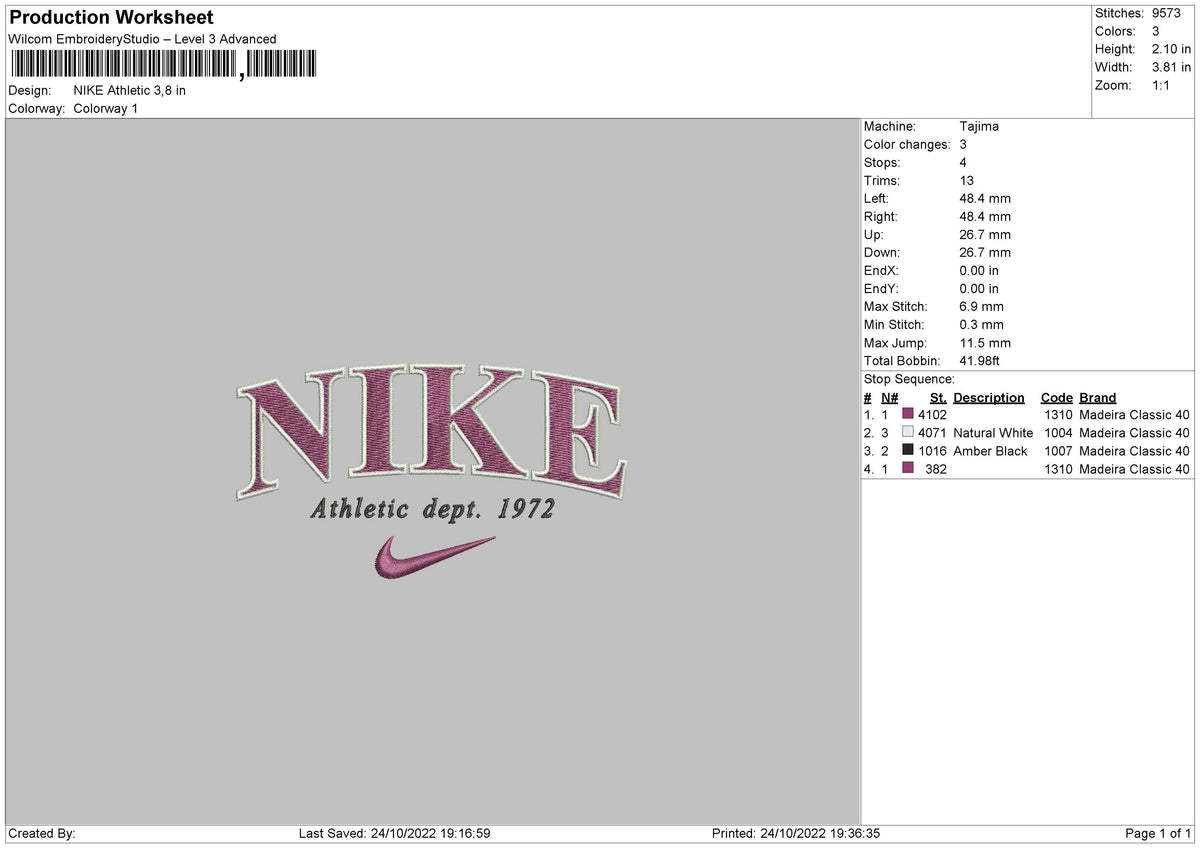 Nike Athletic Embroidery File 6 sizes