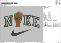 Nike Baby Groot Embroidery File 6 sizes