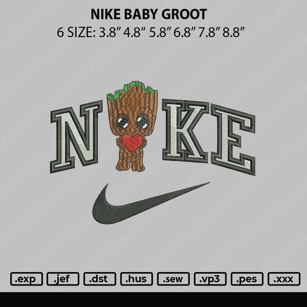 Nike Baby Groot Embroidery File 6 sizes