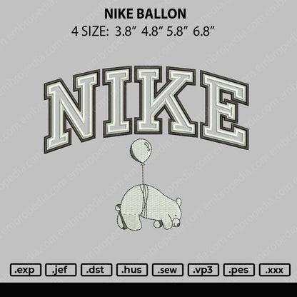 Nike Ballon Embroidery File 4 Size