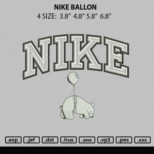 Nike Ballon Embroidery File 4 Size