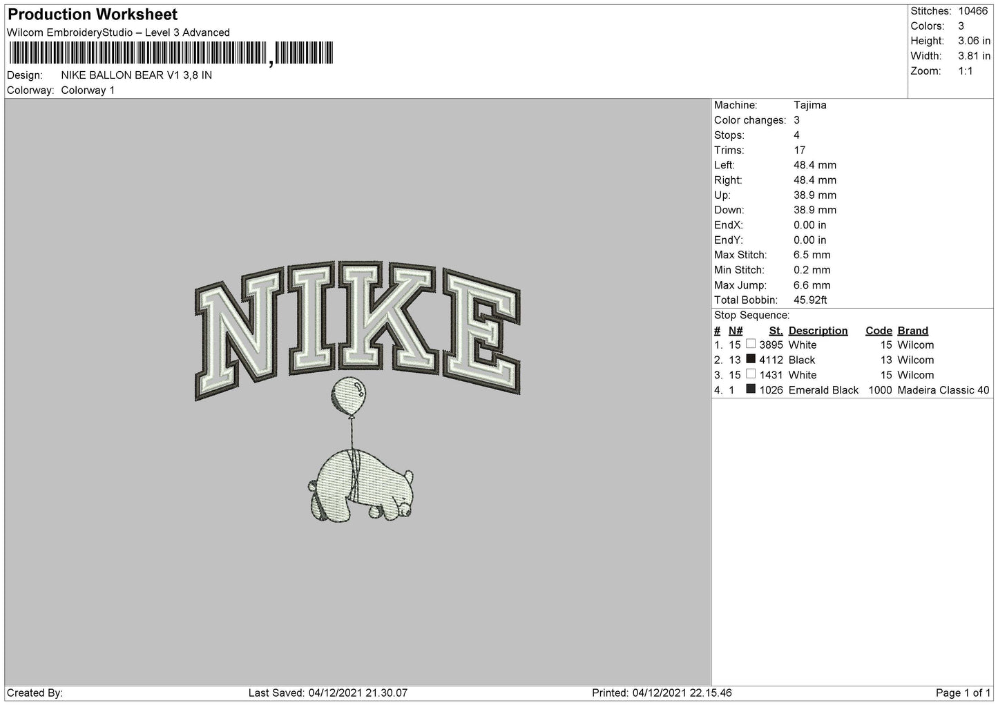 Nike Ballon Embroidery File 4 Size