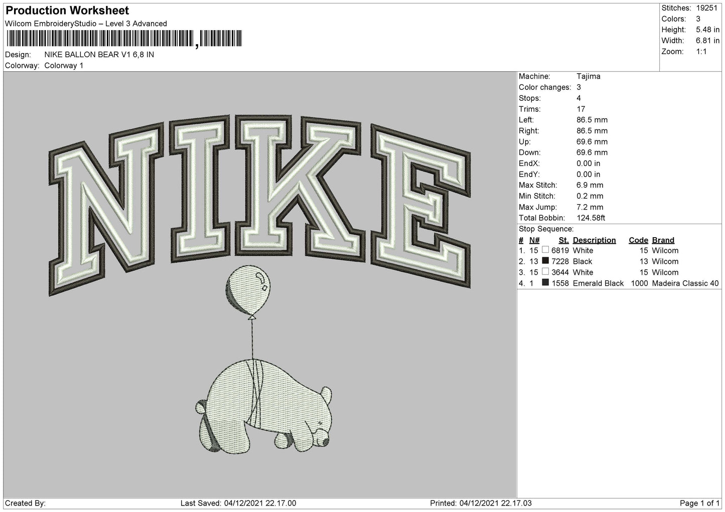 Nike Ballon Embroidery File 4 Size