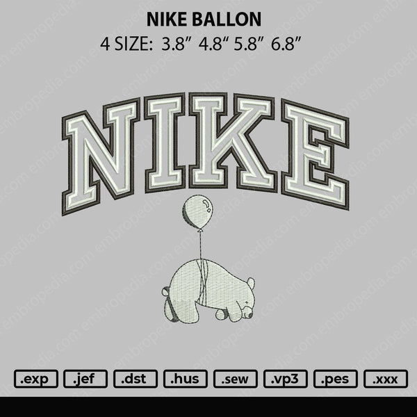 Nike Ballon Embroidery File 4 Size