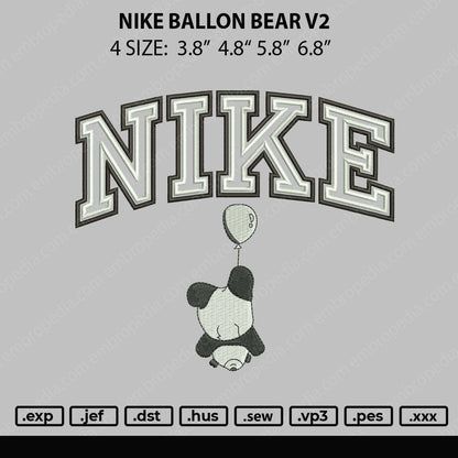Nike Ballon Bear V2 Embroidery File 4 size