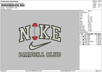 Nike Barbell Embroidery File 6 sizes