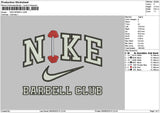 Nike Barbell Embroidery File 6 sizes
