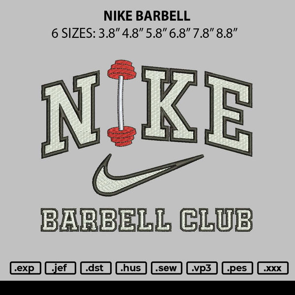 Nike Barbell Embroidery File 6 sizes