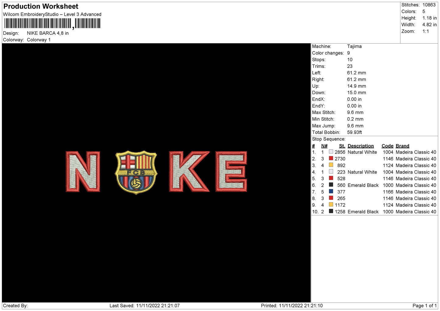 Nike Barca Embroidery File 6 sizes
