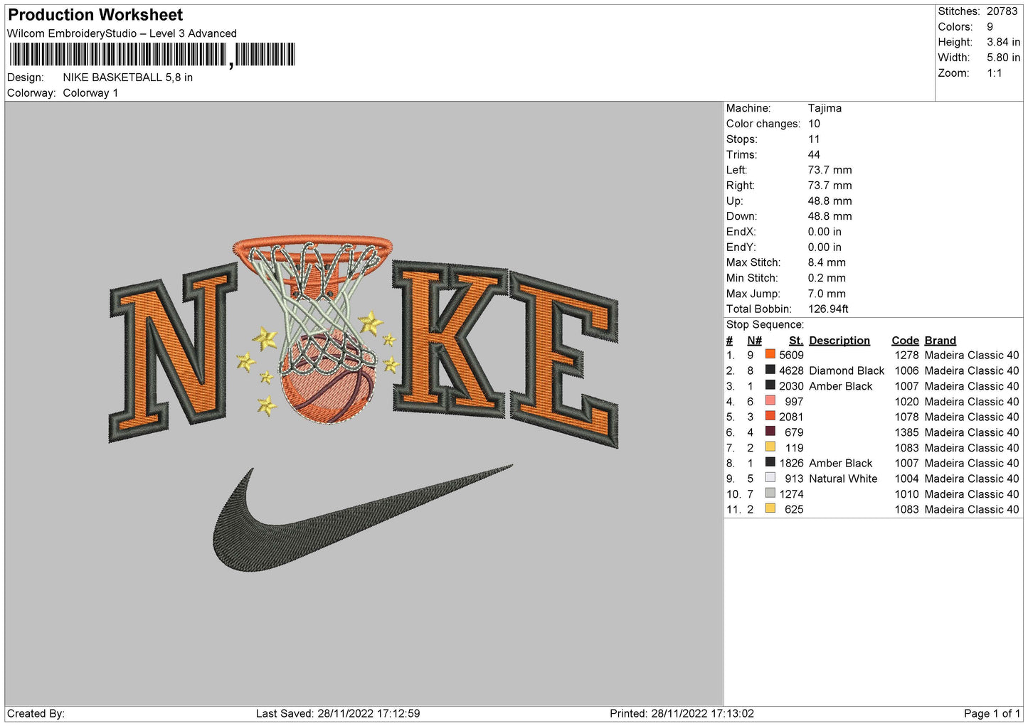 Nike BasketBall 02 Embroidery File 6 sizes
