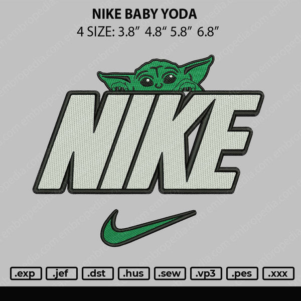 Nike Baby Yoda Embroidery File 4 size