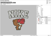 Nike Bear Flowers Embroidery File 4 size