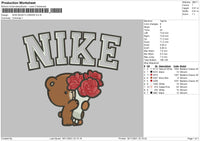 Nike Bear Flowers Embroidery File 4 size