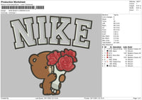 Nike Bear Flowers Embroidery File 4 size