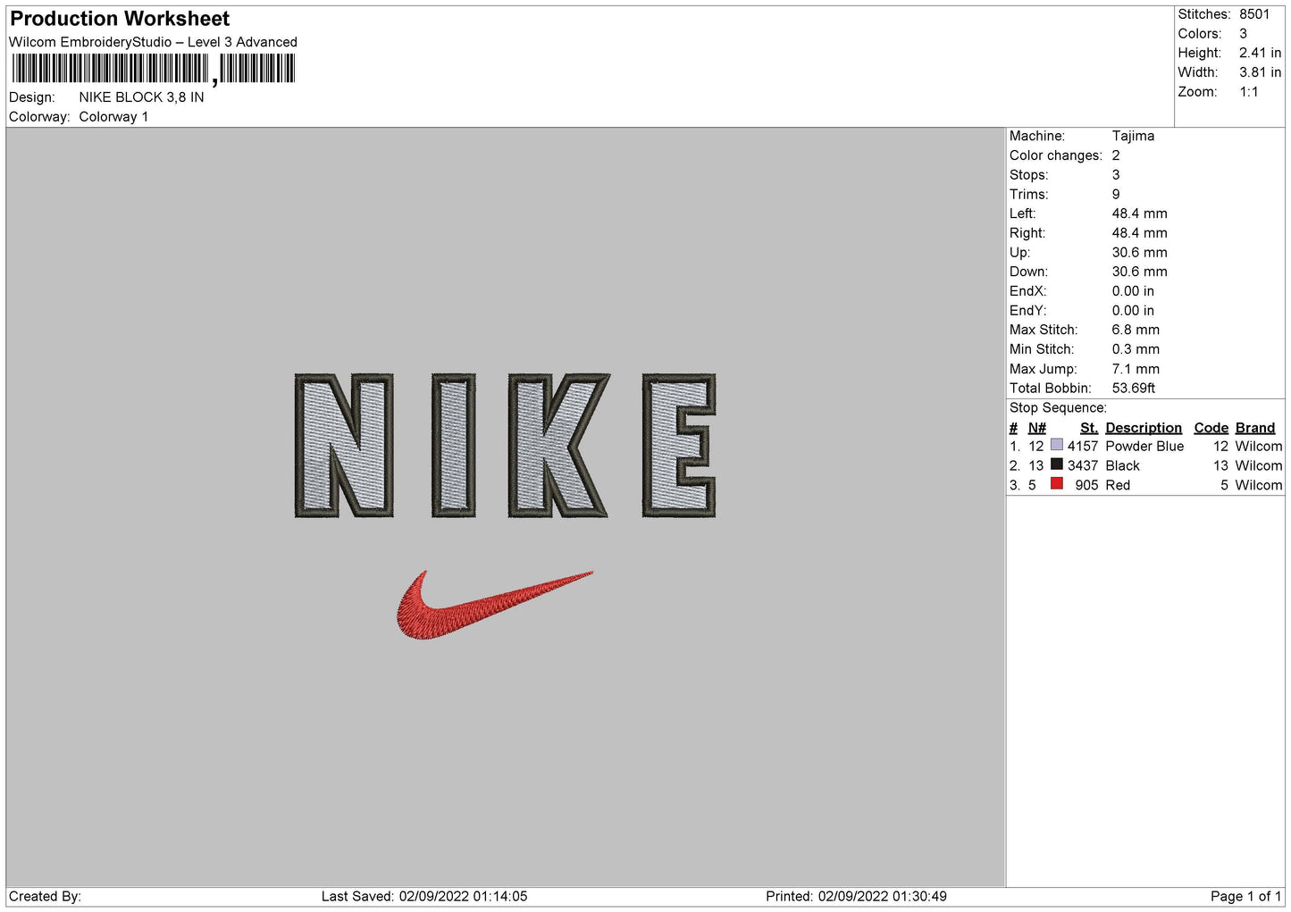 Nke Block Embroidery File 5 sizes