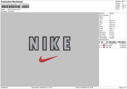 Nke Block Embroidery File 5 sizes
