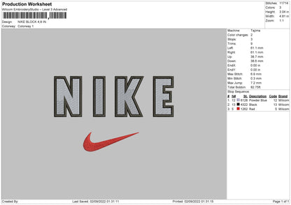 Nke Block Embroidery File 5 sizes