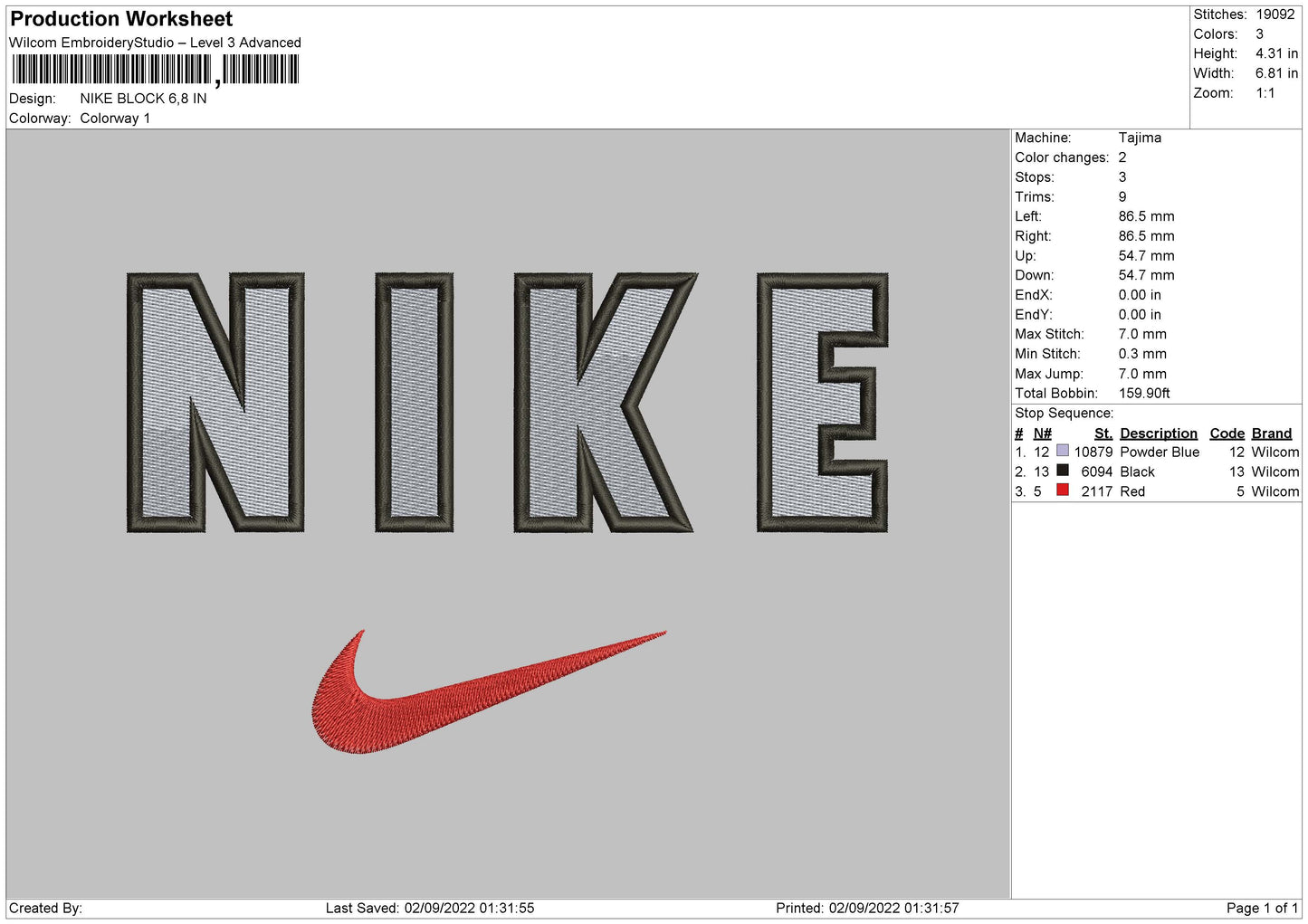 Nke Block Embroidery File 5 sizes