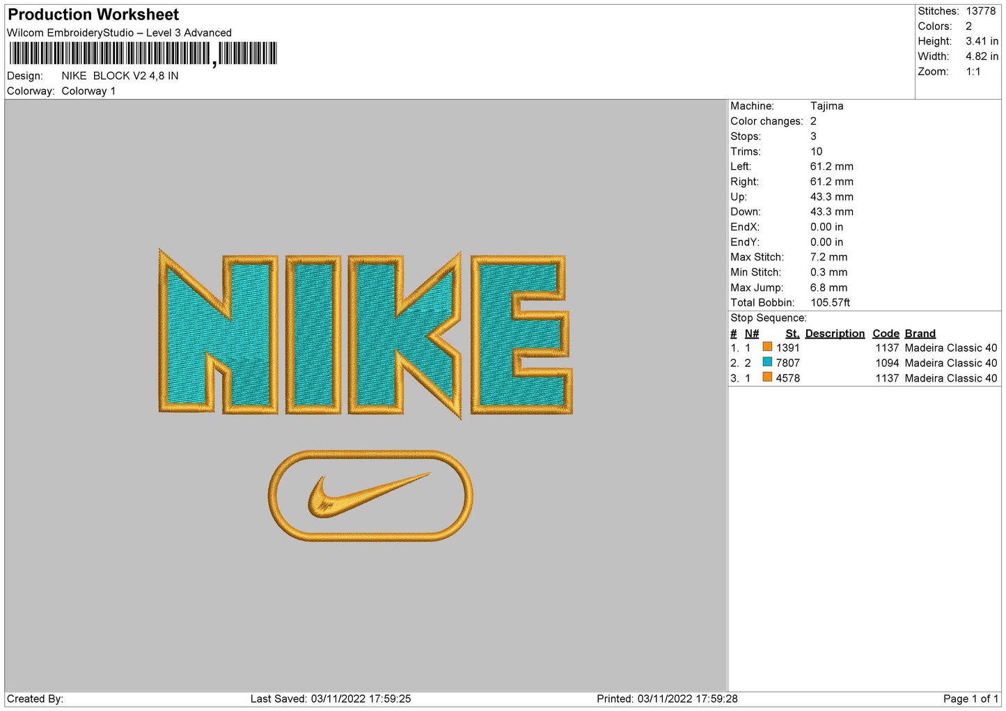 Nike Block V2 Embroider File 6 sizes