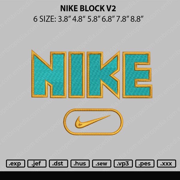 Nike Block V2 Embroider File 6 sizes