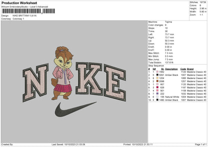 Nike Brittany Embroidery File 6 sizes
