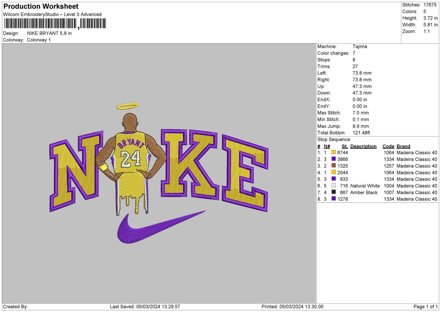 Nike Bryant 02 Embroidery File 6 sizes