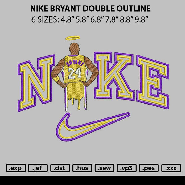 Nike Bryant Double Outline Embroidery File 6 sizes