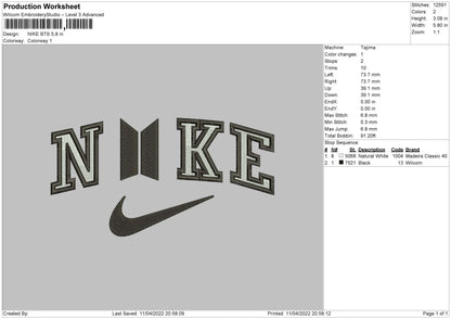 Nike BTS Embroidery File 4 size