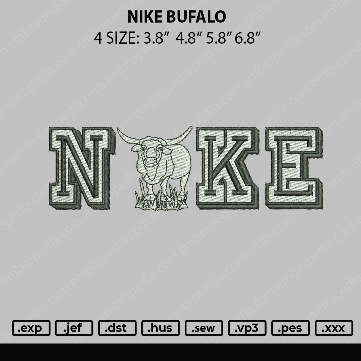 Nike Bufalo Embroidery File 4 size
