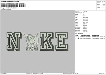 Nike Bufalo Embroidery File 4 size