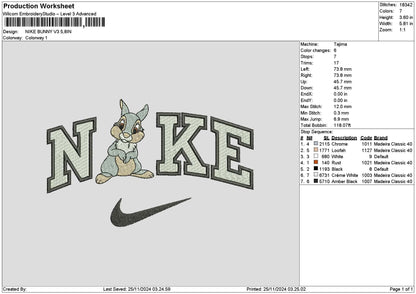 Nike Bunny V3 Embroidery File 6 sizes