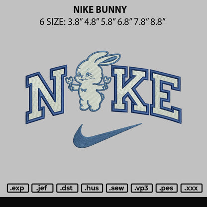 Nike Bunny Embroidery File 6 sizes