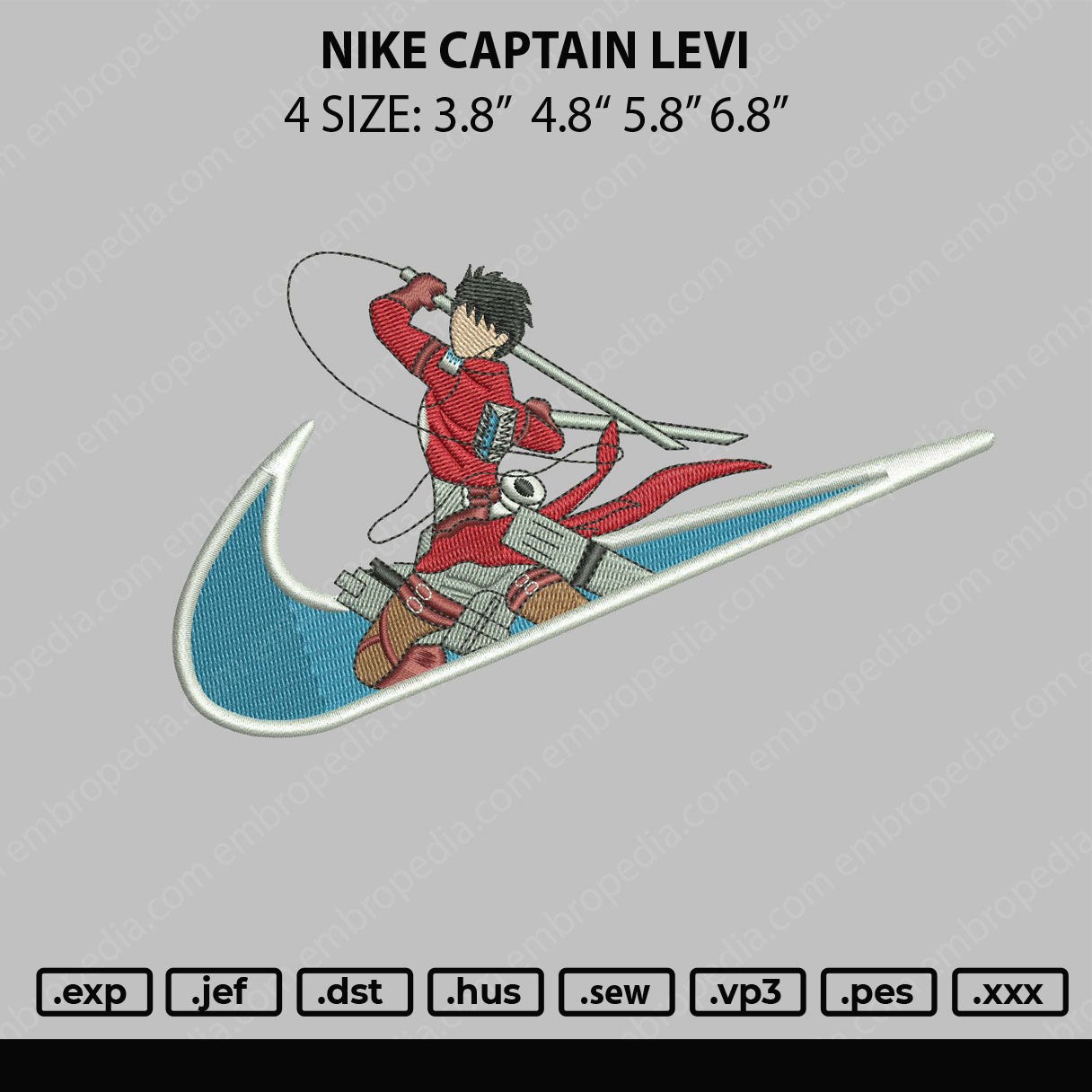 Nike Captain Levi Embroidery File 4 size