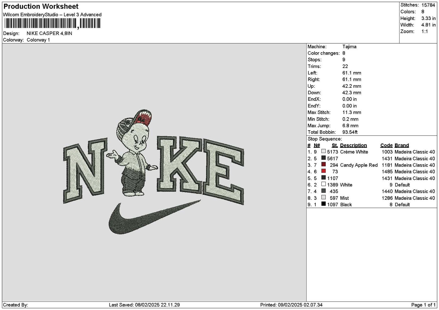 Nike Casper Embroidery File 6 sizes