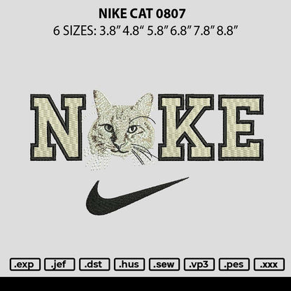 Nike Cat 0807 Embroidery File 6 sizes