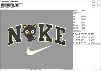 Nike Cat Embroidery File 4 size