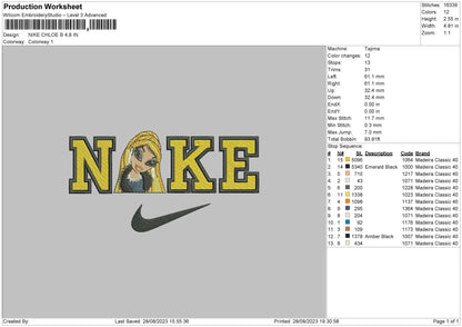 Nike Chloe B Embroidery File 6 sizes