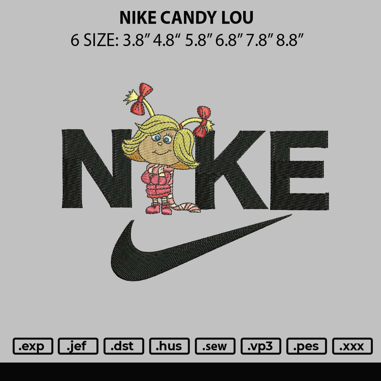 Nike Cnady L Embroidery File 6 sizes