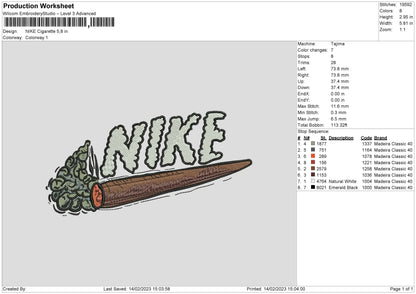 Nike Cigarette Embroiery File 6 sizes